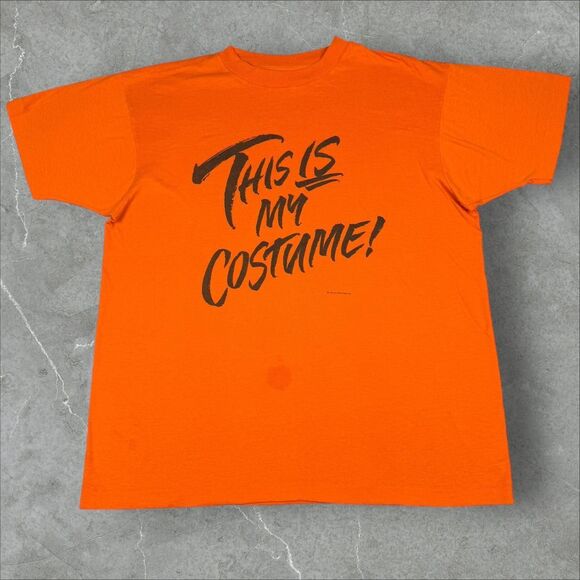 1989 "This Is My Costume" Hallmark Halloween T-shirt Humor Writing Saying - XL - Picture 1 of 7